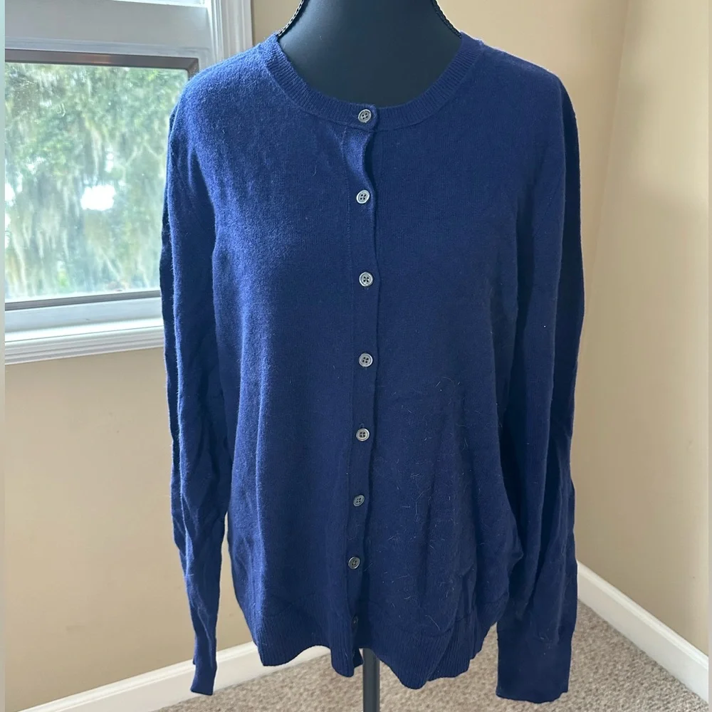 Banana Republic Blue Cashmere‎ Cardigan Sweater Crew Neck Knit